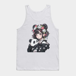 Manga Girl Cuddling A Panda Tank Top